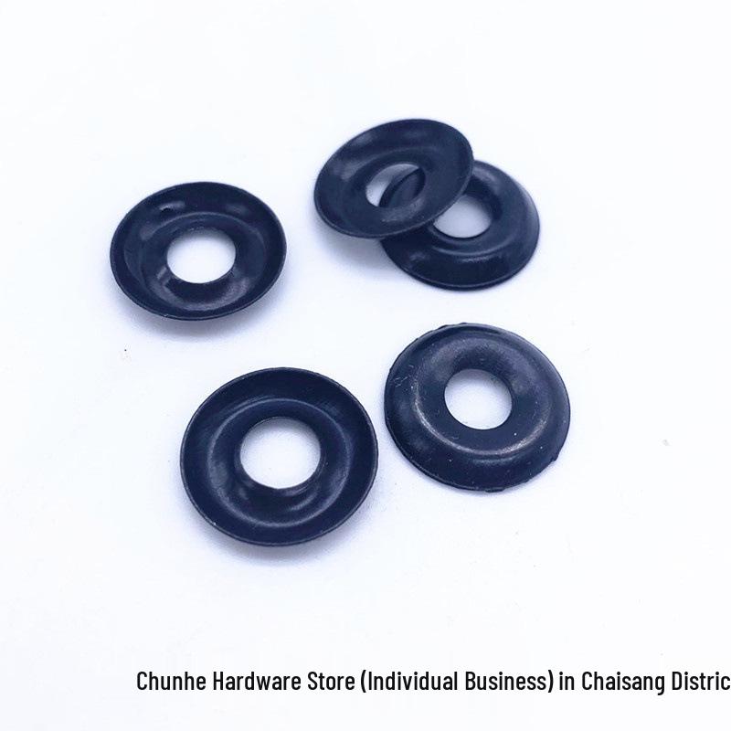 Набор оцинкованных черных самонарезающих шайб-гроверов с потайной головкой "Рыбий глаз"