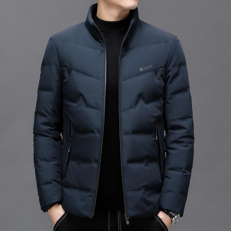 Зимняя куртка-пуховик с воротником-стойкой для мужчин, простая, модная и стильная теплая куртка, высококачественная повседневная куртка-пуховик для молодежи и людей среднего возраста