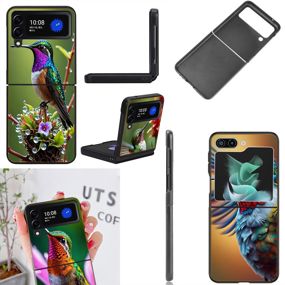 The Spirit of Hummingbirds Phone Case For Samsung Z Flip 7 6 5G Galaxy Z Flip4 Z Flip5 Z Flip3 Coque Black Hard PC Shell Protect