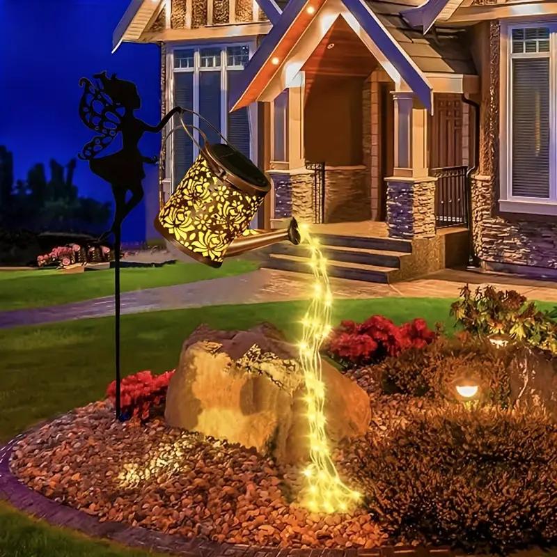 Солнечные феи лейки светильники винтажный металлический садовый декор уличный солнечный подвесной чайник светильник водонепроницаемый вилла двор украшение