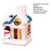 Christmas Mini Snow House Figurine LED Lighted Miniature Cottage Decoration Tiny Resin Winter Village Ornament for Xmas Scene Desktop Decoration