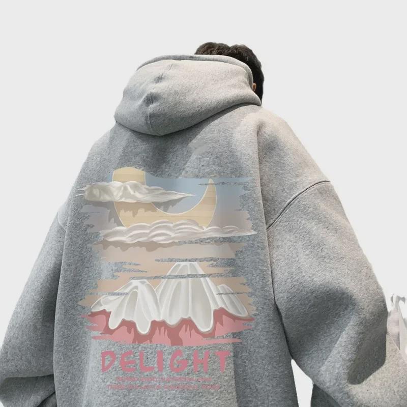 Мужская толстовка свободного покроя с принтом в стиле ретро Apricot - модная свободная толстовка на весну/осень для пар