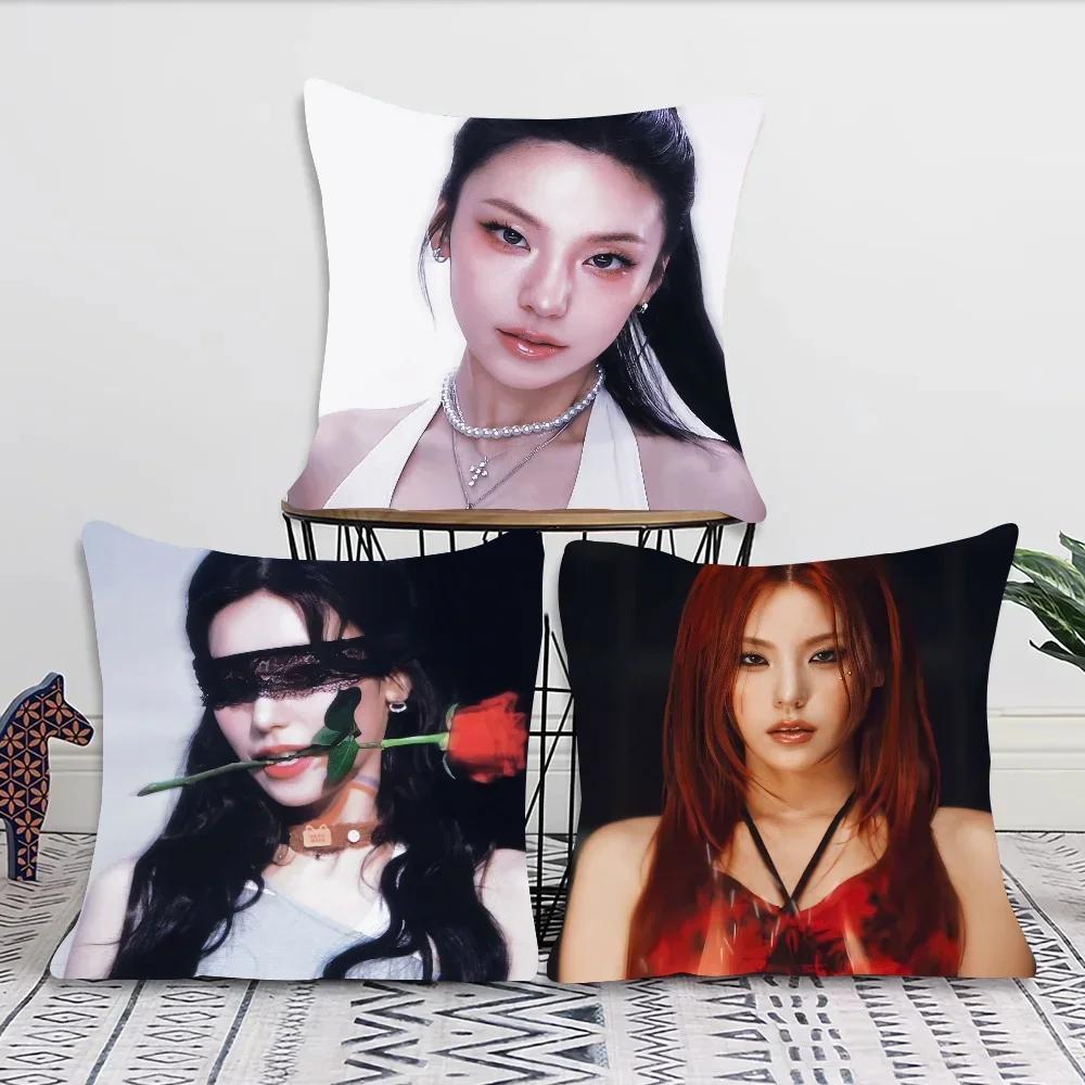 Korean Female Singer Hwang Yeji Pillow Case Square Pillow Bedroom Sofa Leisure Comfort Cushion Living Room Home Decoration 40X40