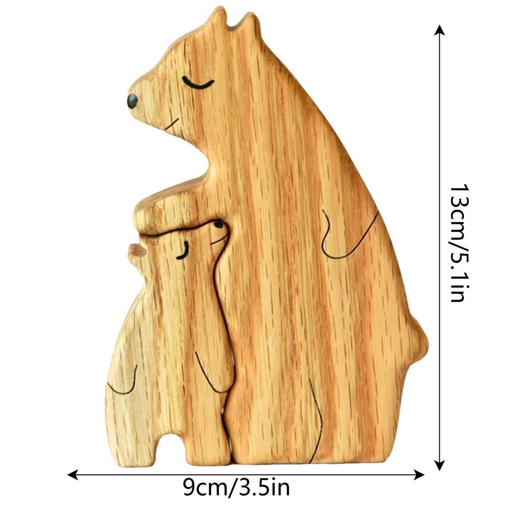 Деревянный пазл «Семейные медведи», симпатичная деревянная скульптура медведя, уникальный мультяшный домашний декор, декоративное настольное украшение для мамы