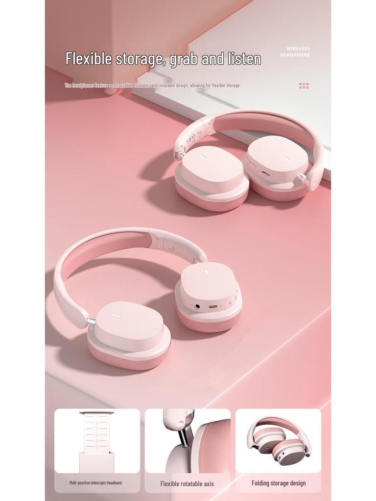 Модные Беспроводные Bluetooth-Наушники Накладные: Большие амбушюры, Шумоподавление, Hi-Fi, Для киберспорта, Стильная и портативная гарнитура