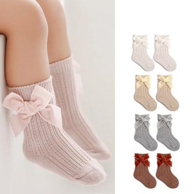 Носки для девочек Chic Simplicity Prnicess Kids, милые модные элегантные носки с бантом для девочек, осенне-весенние мягкие хлопковые носки