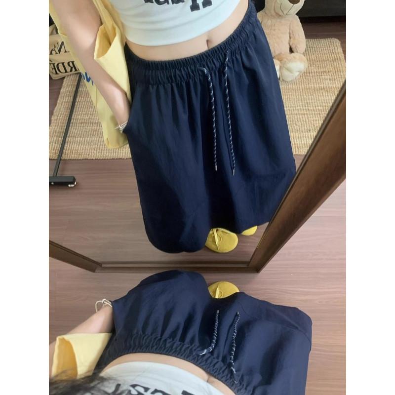 Hanbok Cotton Blend A Line Skirt With Elastic Waist For Casual Spring Wear