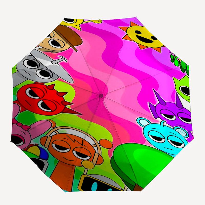 Cartoon Characters Themed Automatic Opening and Closing Umbrella, Compact Travel Umbrella, Lightweight and Portable, Suitable for Beach Comm