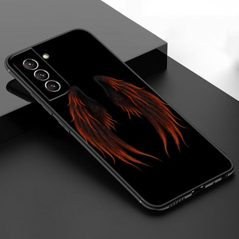 Фантазийные Крылья Ангела Девушки Черный Силиконовый Чехол для Телефона Samsung Galaxy S23 S21 S20 FE S24 S22 Ultra S10E S10 S9 S8 Plus