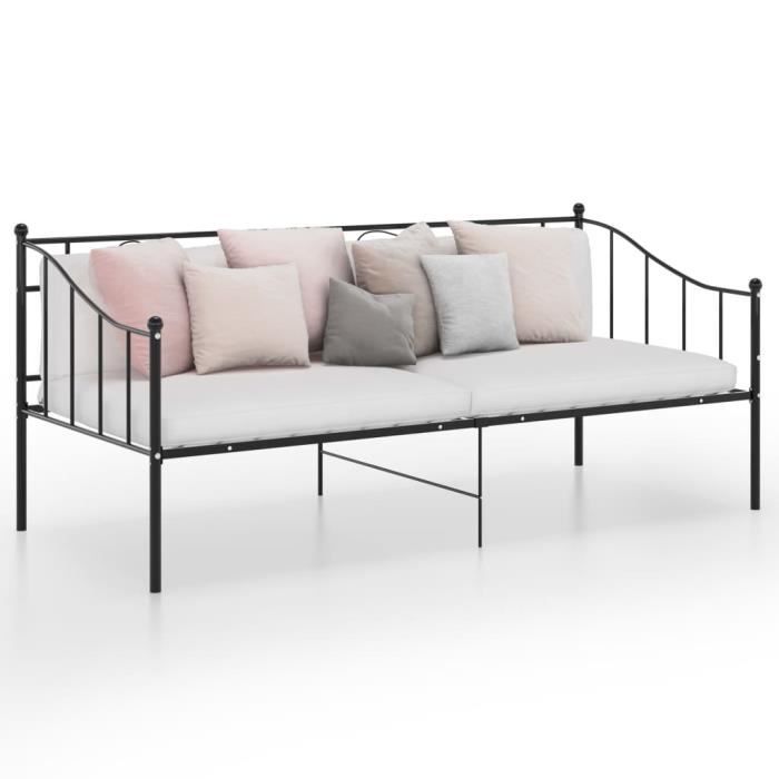 VidaXL Sofa Bed Frames Black Metal 90x200 Cm, Black, Powder-coated Metal