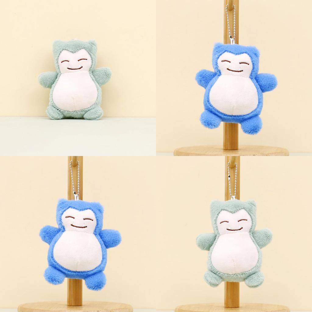 Cuddly Cartoon Snorlax Keychain Lavender And Blue Colors Soft Plush Material