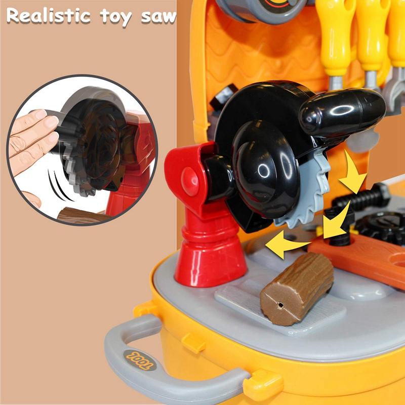 31 PCS Kids Tool Set Engineer Role-Play Toy Backpack Simulation Construction Accessories Tools Toys Pretend Playset