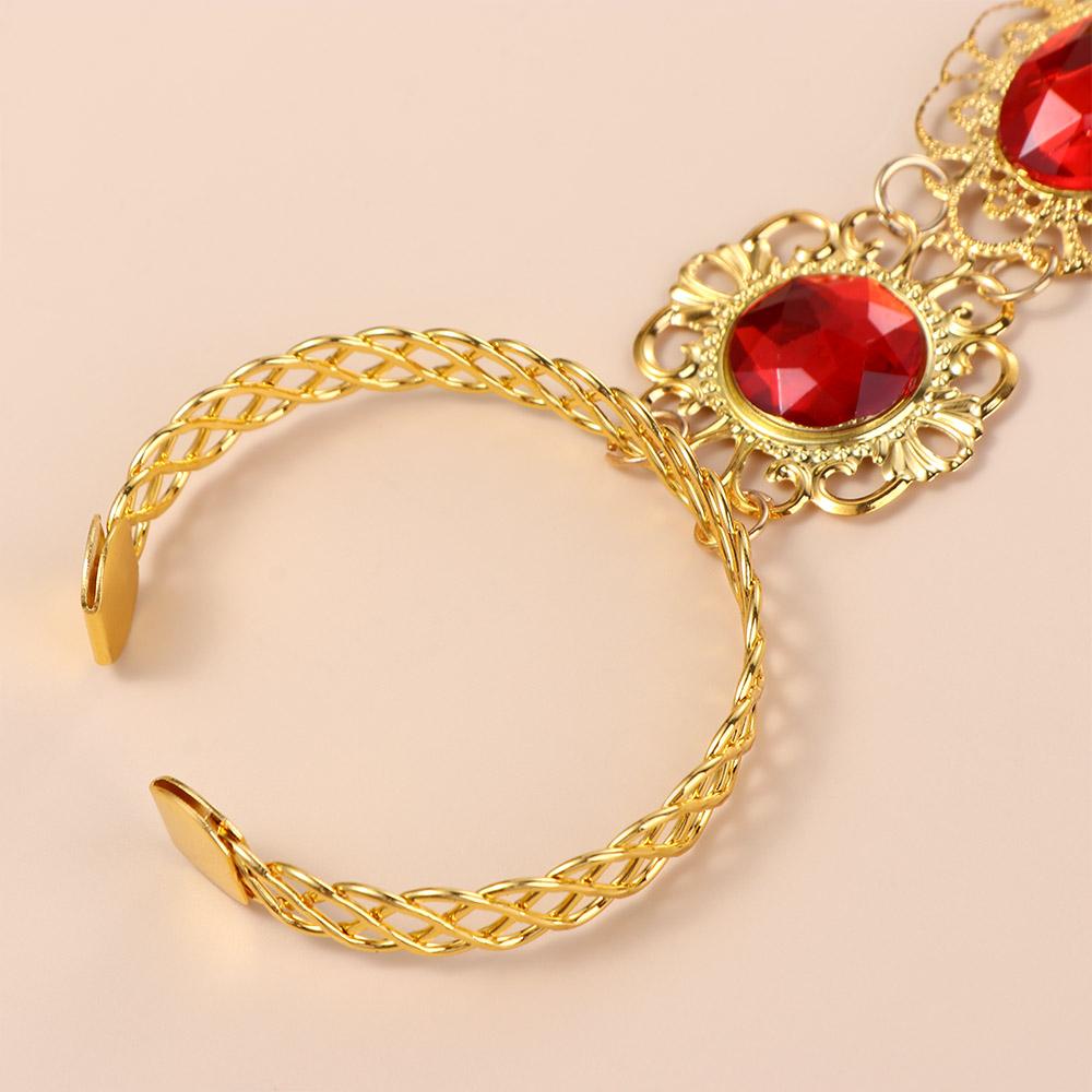 Gift Indian Thai Red Gem Nail Rings Golden Finger Bracelet Knuckle Rings Belly Dance Bracelet