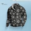 Men Christmas Top 3D Snowflake Printing Buttoned Stand Collar Plus Size Long Sleeves Mid Length Pullover Festive Holiday Sweatshirt
