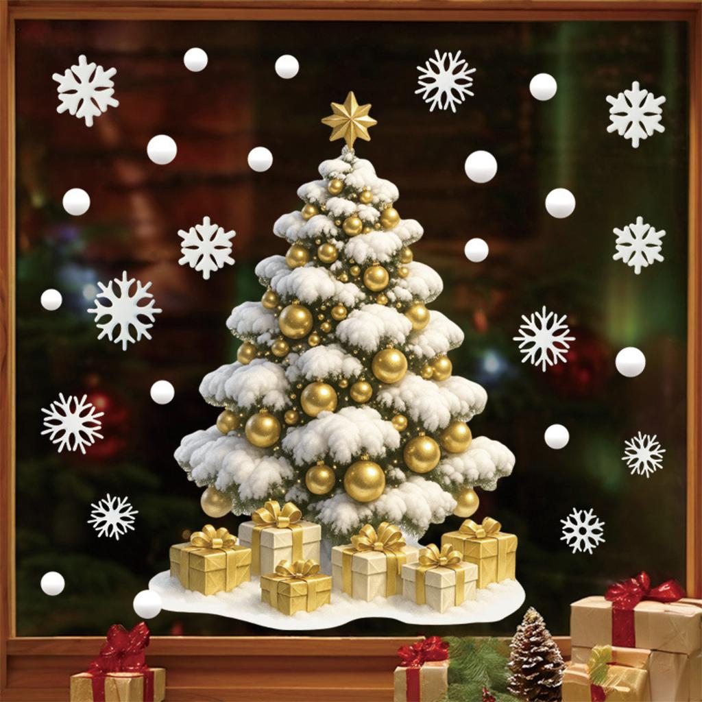 Рождественские украшения Украшение для праздничной вечеринки Наклейки на окна ПВХ Статические наклейки Украшения для окон