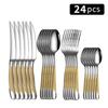 24pc Stainless Steel Tableware Star Steak Knife and Fork Dessert Fork Spoon Family Suits