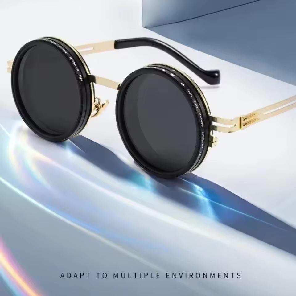 Новые ND2-400 9-уровневые регулируемые поляризованные солнцезащитные очки для мужчин и женщин, для рыбалки, панк, круглые очки для вождения, фильтр нейтральной плотности