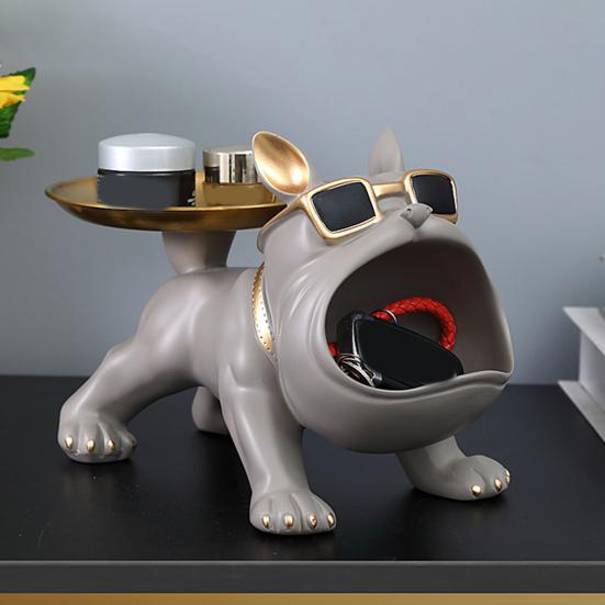 Фигурка собаки с большим ртом, подставка для хранения ключей, мультяшный щенок, статуэтка из смолы, ювелирные изделия, безделушка, контейнер для ключей, коробка, животное, настольное украшение, орнамент