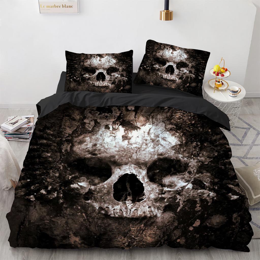 New Distressed Bedding Set Single Twin Full Queen King Size Bed Set Aldult Kid Bedroom Duvet Cover Sets Skeleton Bed Sheet Set