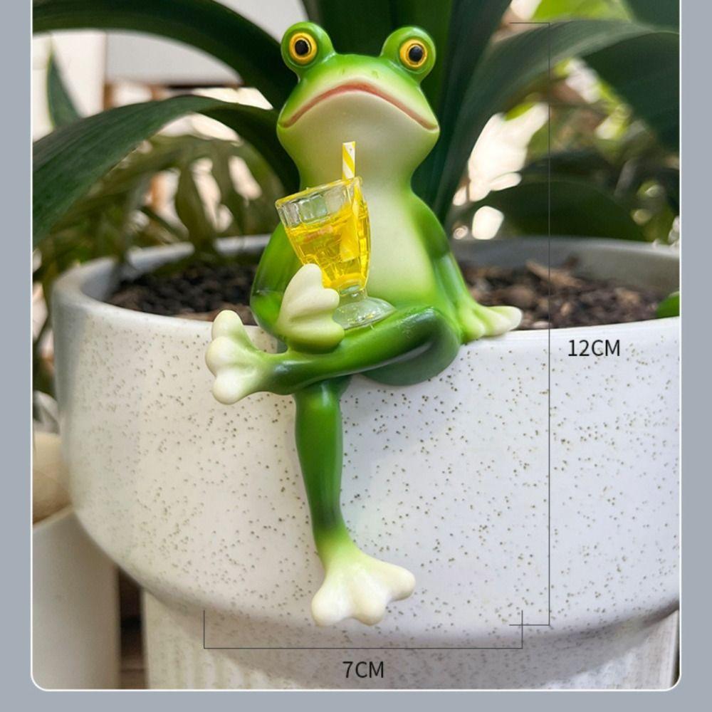 Hanging Flower Pot Edge Frog Decorative Ornaments Hanging Decorative Simulation Animal Ornament