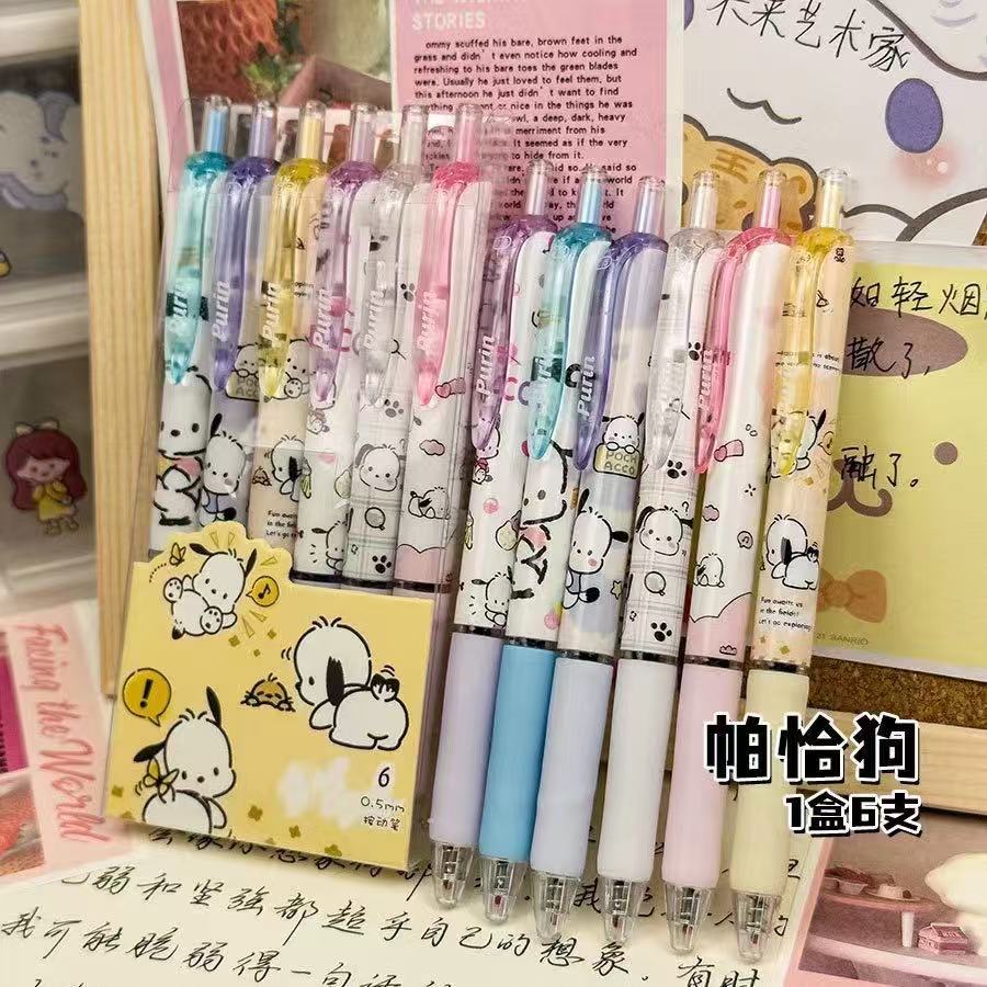 Персонажи Sanrio Куроми Мелоди Синнаморолл Нажимные Гелевые Ручки Кавайная Канцелярия Пишущие Ручки Черные Чернила