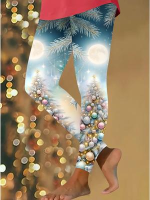 Женские рождественские леггинсы для йоги с эластичными принтами, фитнес, бег, спортзал, активные штаны