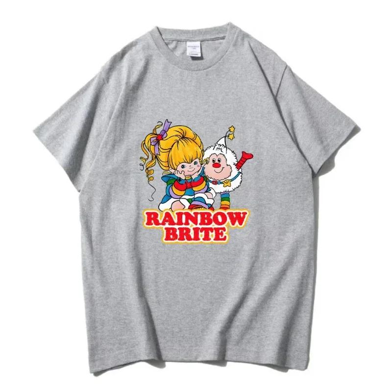 Rainbow Brite Tshirts Cartoon Print Cute Vintage Teeshirt For SpringSummer Pure Cotton Round Neck Unisex Tshirt Camisetas Tops