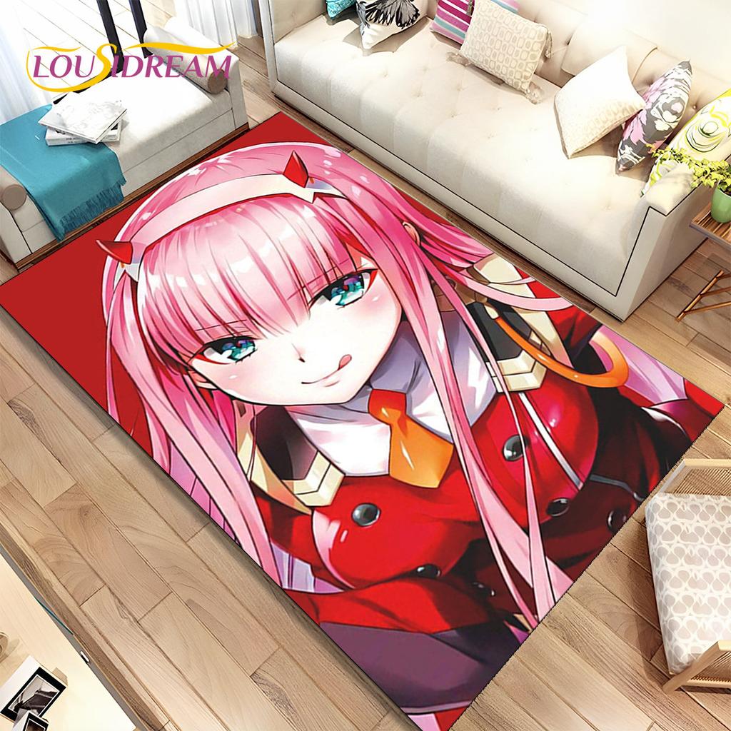 Аниме Zero Two DARLING In The FRANXX Коврик, Коврик для гостиной, спальни, дивана, коврик для двери, детский нескользящий напольный коврик