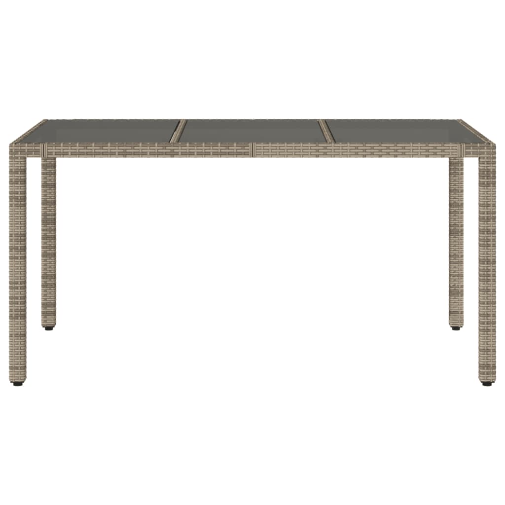 Stół Ogrodowy Ze Szklanym Blatem, Szary, 150X90X75Cm, Rattan Pe