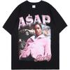 Мужская футболка ASAP Rocky Хип-хоп Прикольная Черная Графическая Футболка Мода Рэпера Крутая Графика Унисекс Топ с Коротким Рукавом для Подростка Взрослого