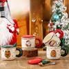 Christmas Gift Ceramic Cup with Lid Spoon Christmas Gift Mug Christmas Cup Set Souvenir Coffee Cup