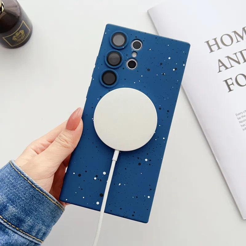 Fashion Splash Ink For Magsafe Magnetic Phone Case for Samsung S24 S23 S22 S20 S21FE Note 20 Ultra 10 Plus Z-Flip 3/4/5 Matte Soft Silicone Cover