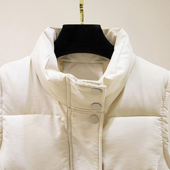 Winter Women Vest Coat Thickened Padded Zipper Closure Stand Collar Neck Protection Sleeveless Solid Color Windproof Heat Retention Outdoor Down Coat