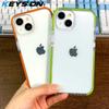 KEYSION Прозрачный противоударный чехол для iPhone 15 Pro Max, цветной HD прозрачный силиконовый + чехол для телефона из поликарбоната для iPhone 13 14 Pro 15 Plus