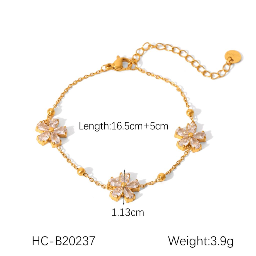 OT Buckle Stainless Steel Cross Chain Spliced Zircon Bracelet for Women, Premium Titanium Steel Bracelet