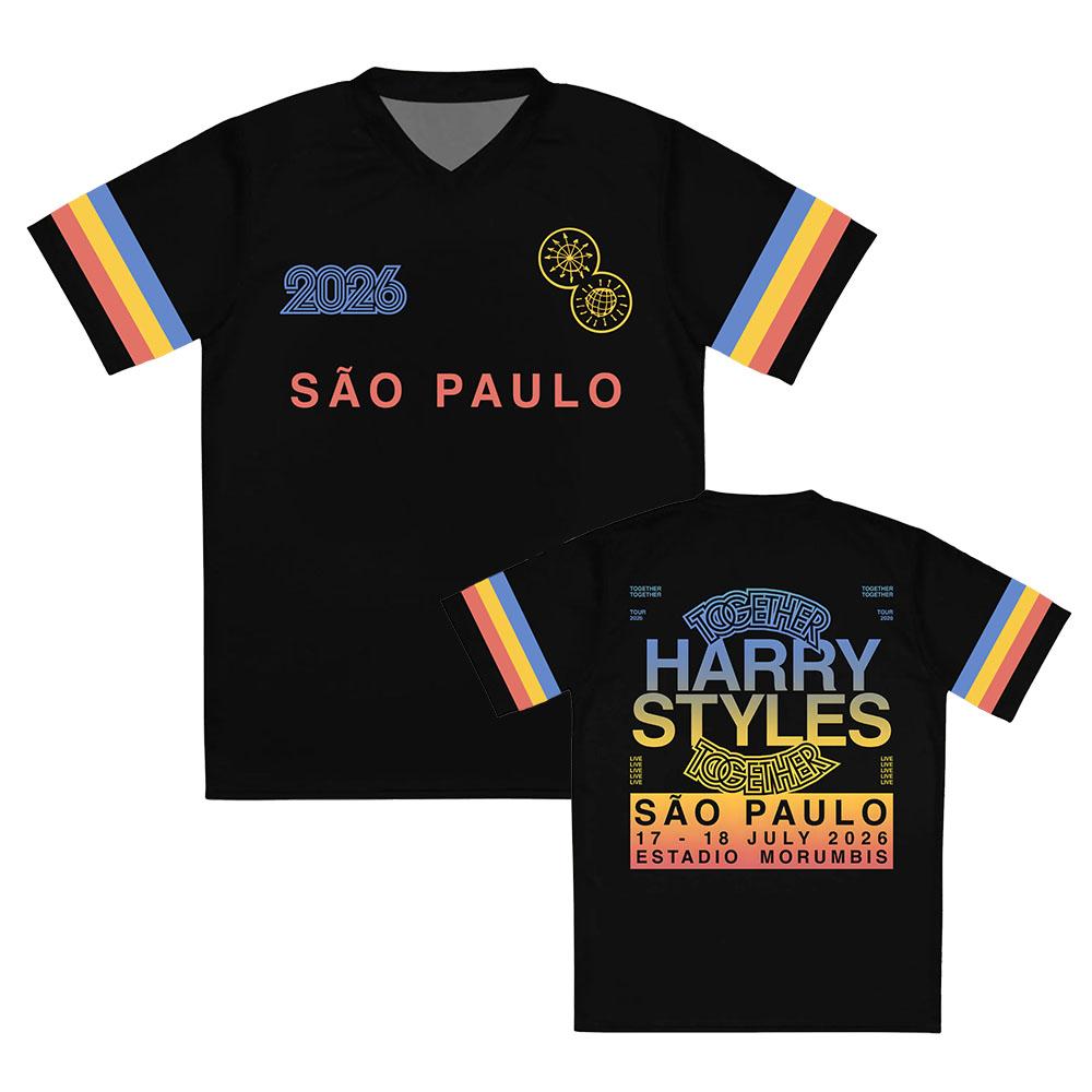 Harrystyles Live on Tour 2026 Jersey V-neck Loose Short Sleeve Summer T-shirt Design Graphic Print Merch Football Tees Unisex