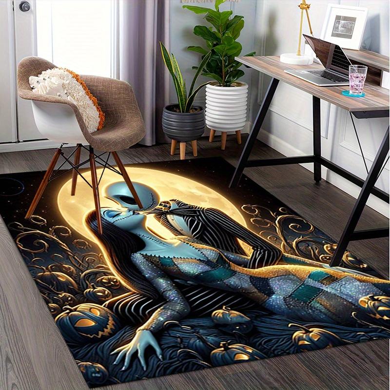 Office Rug Moonlight, Halloween theme 3D Printed Anti-Slip Rug-Machine Washable for Living Room