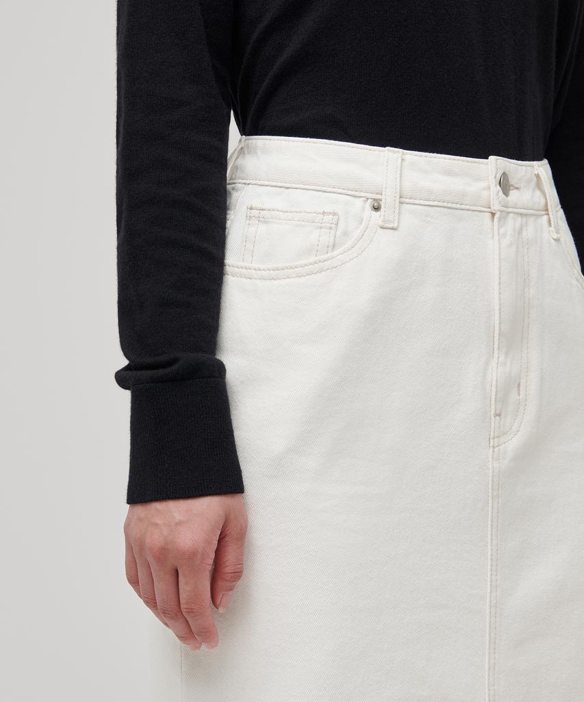 Musinsa Standard Woman Women'S Denim Midi Skirt [Cream]