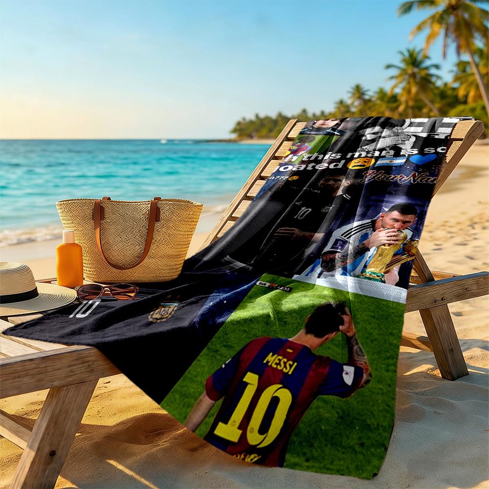 Messi Customizable Name Beach Towel Super Soft & Absorbent Portable for SwimmingBeachCamping Travel Beach AccessoriesGym
