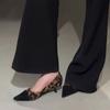 Fashion Leopard Print Pointed Toe High Heels Women Comfortable Shallow Kitten Heel Brand Designer Shoes Elegant Office Shoes