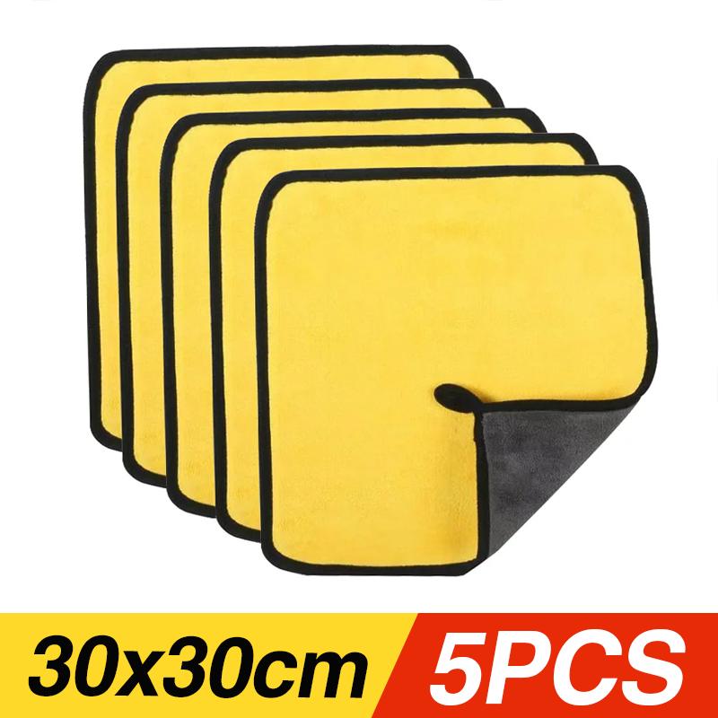 Полотенца для мытья автомобиля, ткань для чистки, впитывающая сухая ткань, универсальное полотенце из микрофибры, утолщенное желтое, 30/40/60 см
