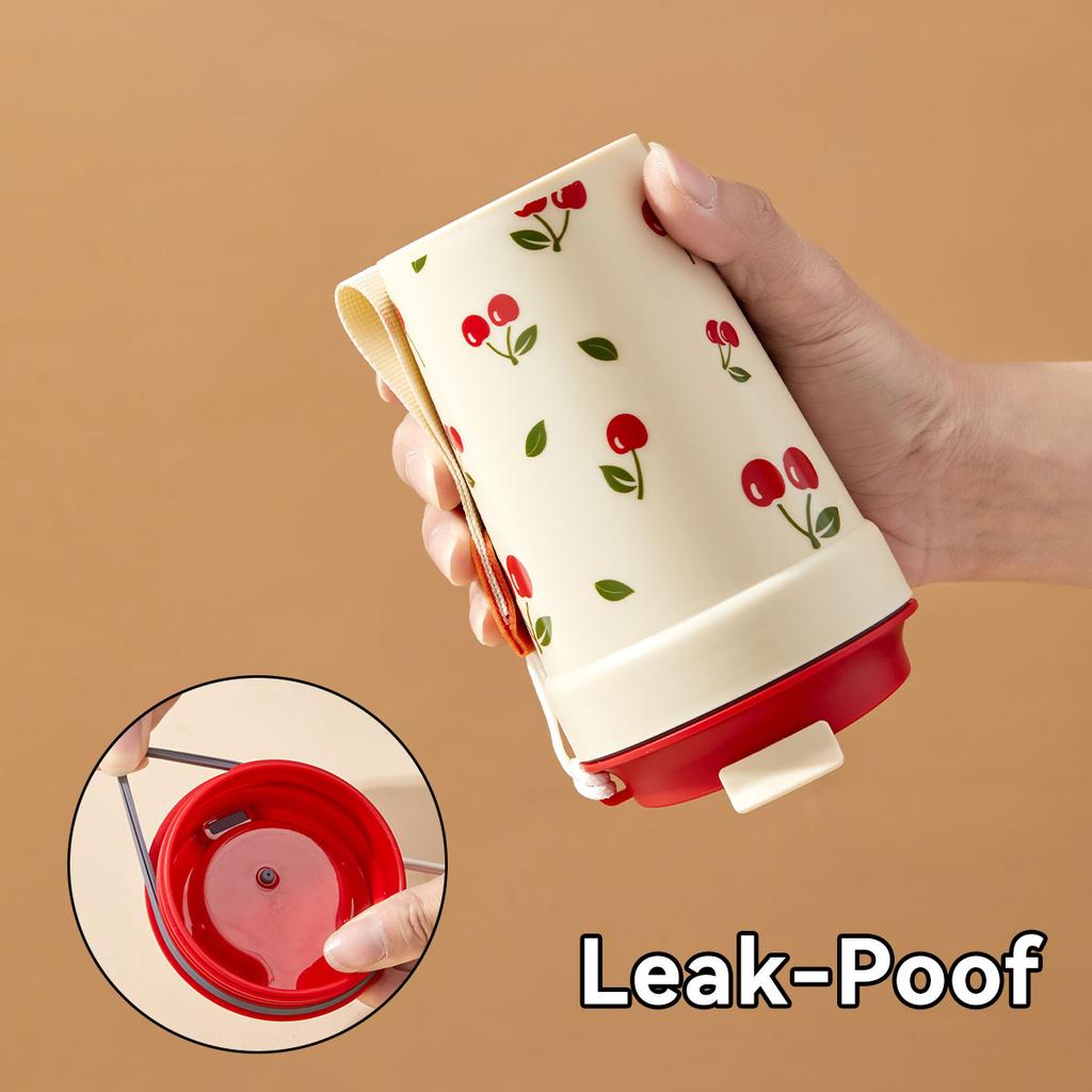 350/400Ml Portable Plastic Water Cup Tumbler With Nylon Rope Leak Proof Heat-Resistant Milk Coffee Mug Kid Student Drinking Cup