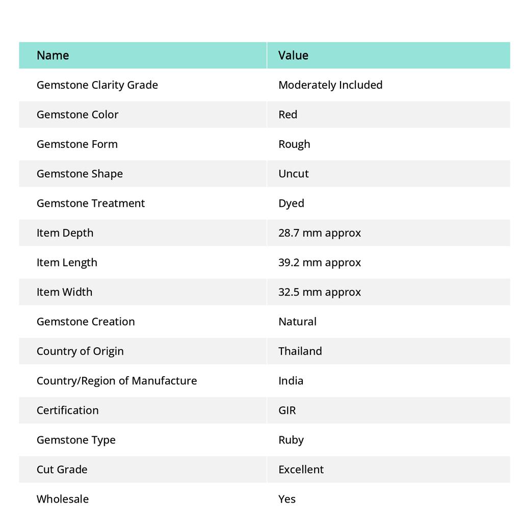 222 Ct Natural RUBY Huge Rough Earth Mined CERTIFIED Red Loose Gemstone 1A-5326