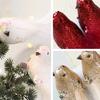 2 Pcs Artificial Simulation Birds Ornament Glitter Feathered Bird Christmas Tree Ornaments Clip Foam Fake Birds for Wreath Garland Crafts Tree Decor