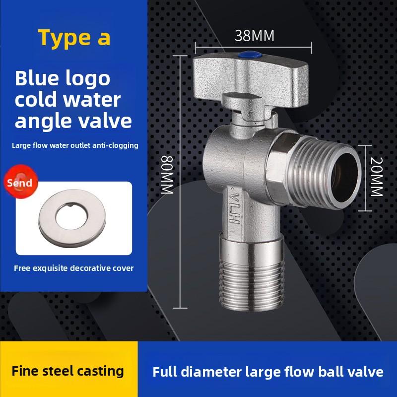 Угловой тройник из нержавеющей стали 304, для туалета, водонагревателя, удлиненный, с высоким расходом, 1/2 дюйма, запорный