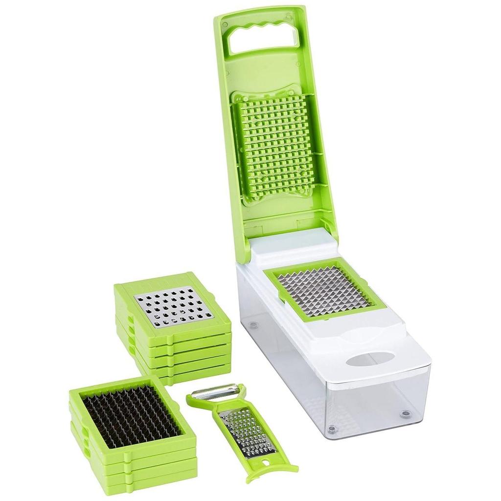 11-in-1 Stainless Steel Multipurpose Vegetable and Fruit Chopper, Green