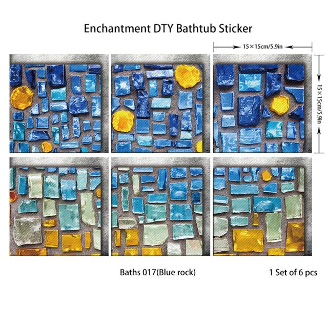 6 шт. наклейка на ванну Нескользящая водонепроницаемая самоклеящаяся наклейка с 3D эффектом для ванной комнаты ПВХ съемная декоративная фреска 15x15 см