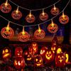 1pc 20LED Orange Flat Hollow Halloween Pumpkin Lights String Battery Powered Suitable For Home Party Garden Yard Halloween Decor