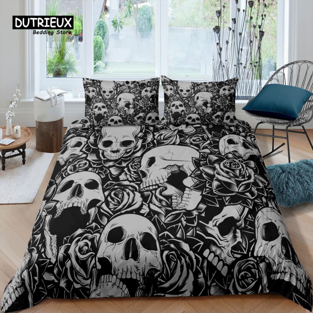 Home Living Luxury 3D Color Skull Bedding Set Duvet Cover Pillowcase Kids Bedding Set Queen and King EU/US/AU/UK Size