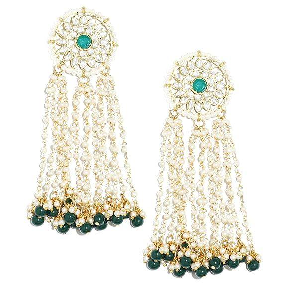 Lotus Design Kundan Dangler Earrings for Women
